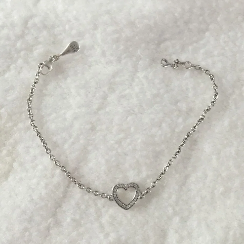 17 18 19 20cm Pandora SYMBOL OF LOVE Bracelet Heart Retired - Picture 2 of 3